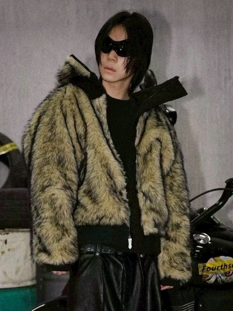 【Fourth3ex】Rivet Fox Double-Faced Denim Hoodie / 【フォースセックス】リベットエコファーデニムブルゾン