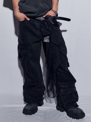 【BLR BLUER】Utility Cargo Washed Denim Pants
