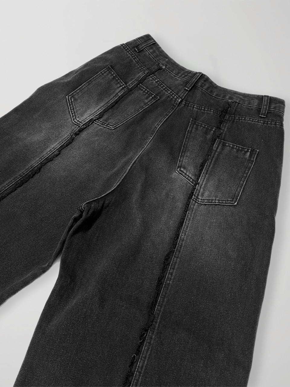 大阪店WEB限定受注制【Chikashitsu +】 fringe wide denim pants / 【チカシツプラス】フリンジワイドデニムパンツ