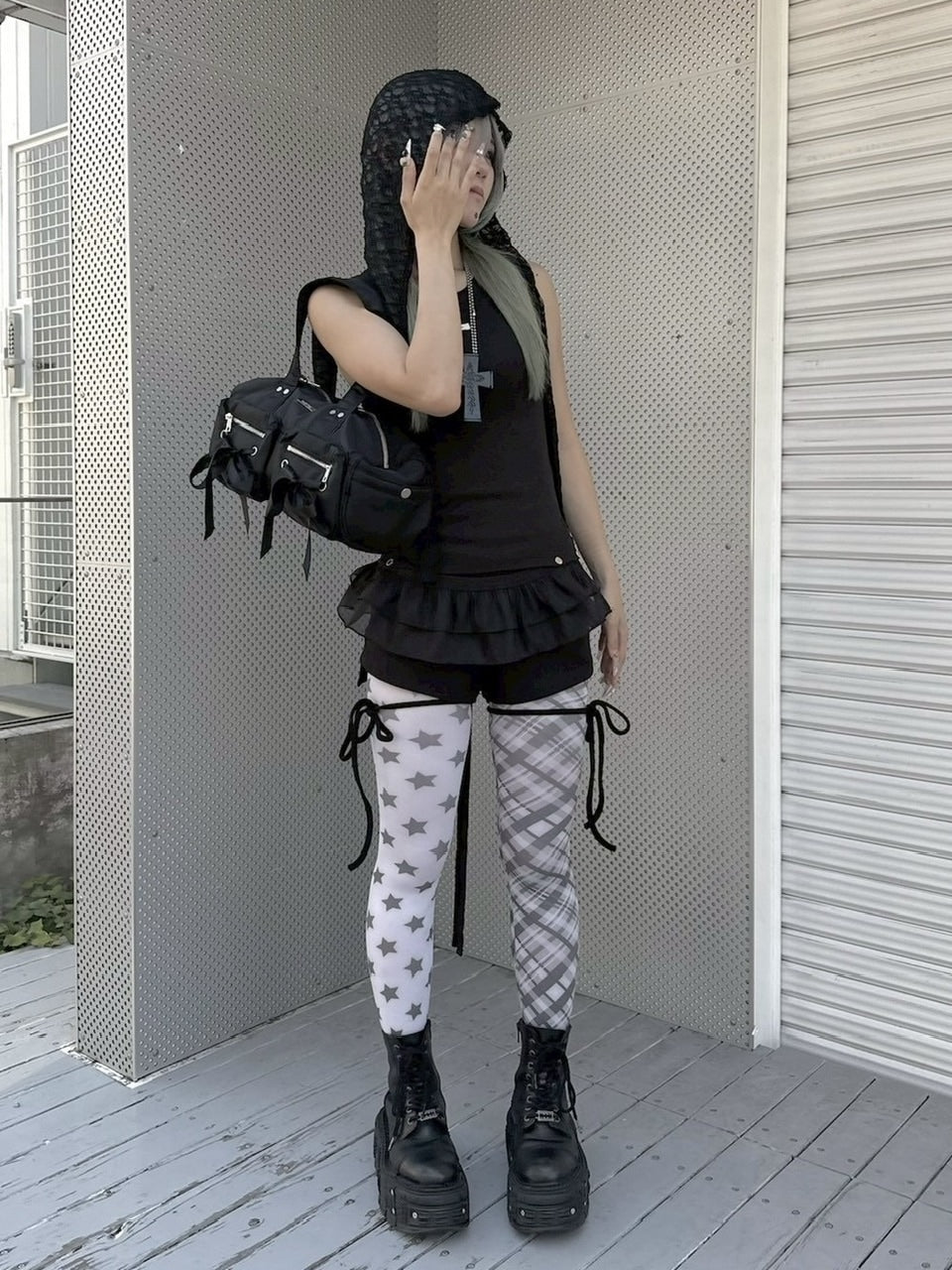 受注制【nmtc +】lace balaclava / 【エヌエムティーシープラス】レースバラクラバ (2color)