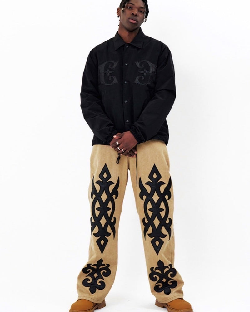 【E RIN AI E】DARK TRIBAL PARTY DENIM PANTS
