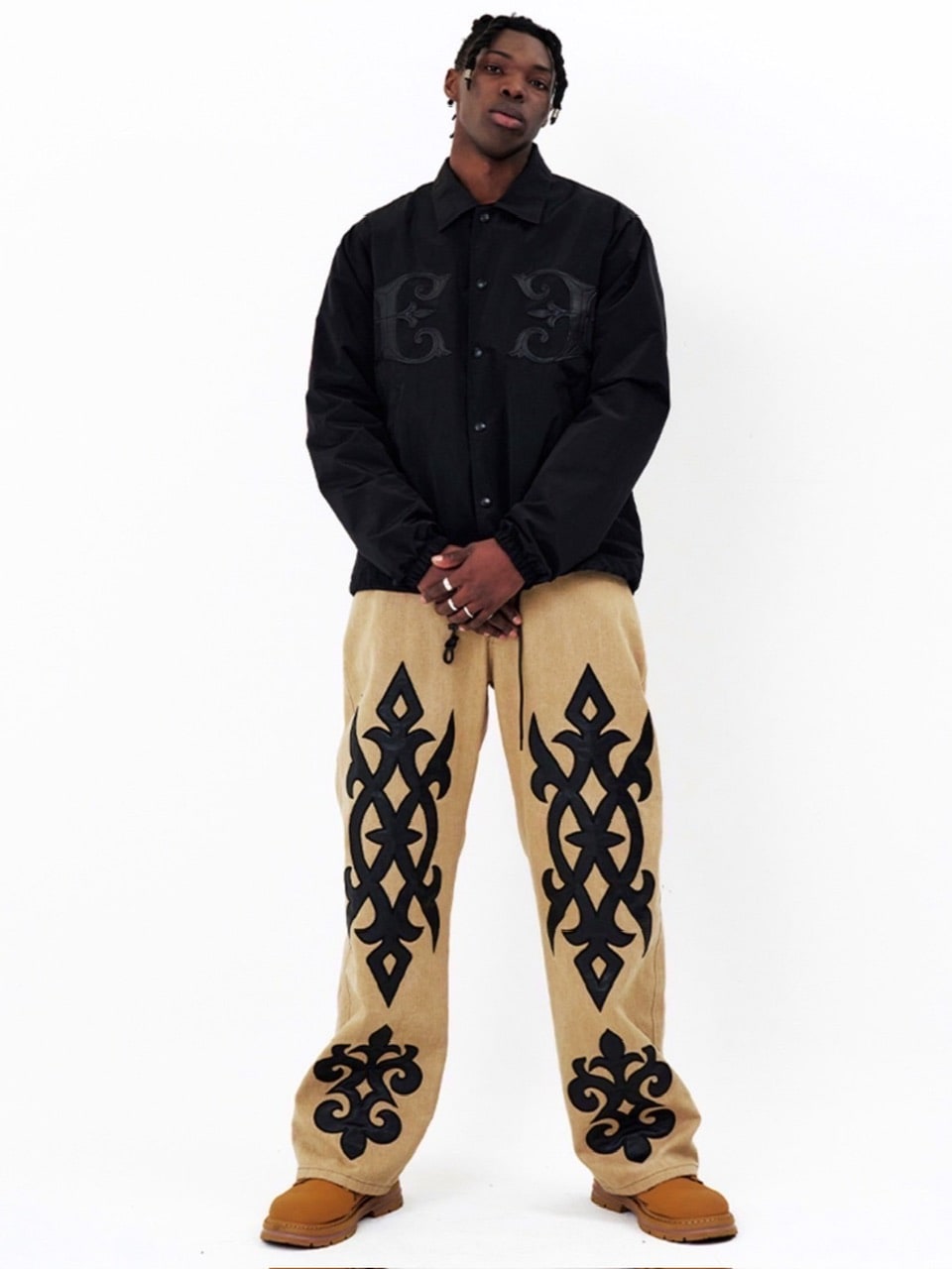 【E RIN AI E】DARK TRIBAL PARTY DENIM PANTS