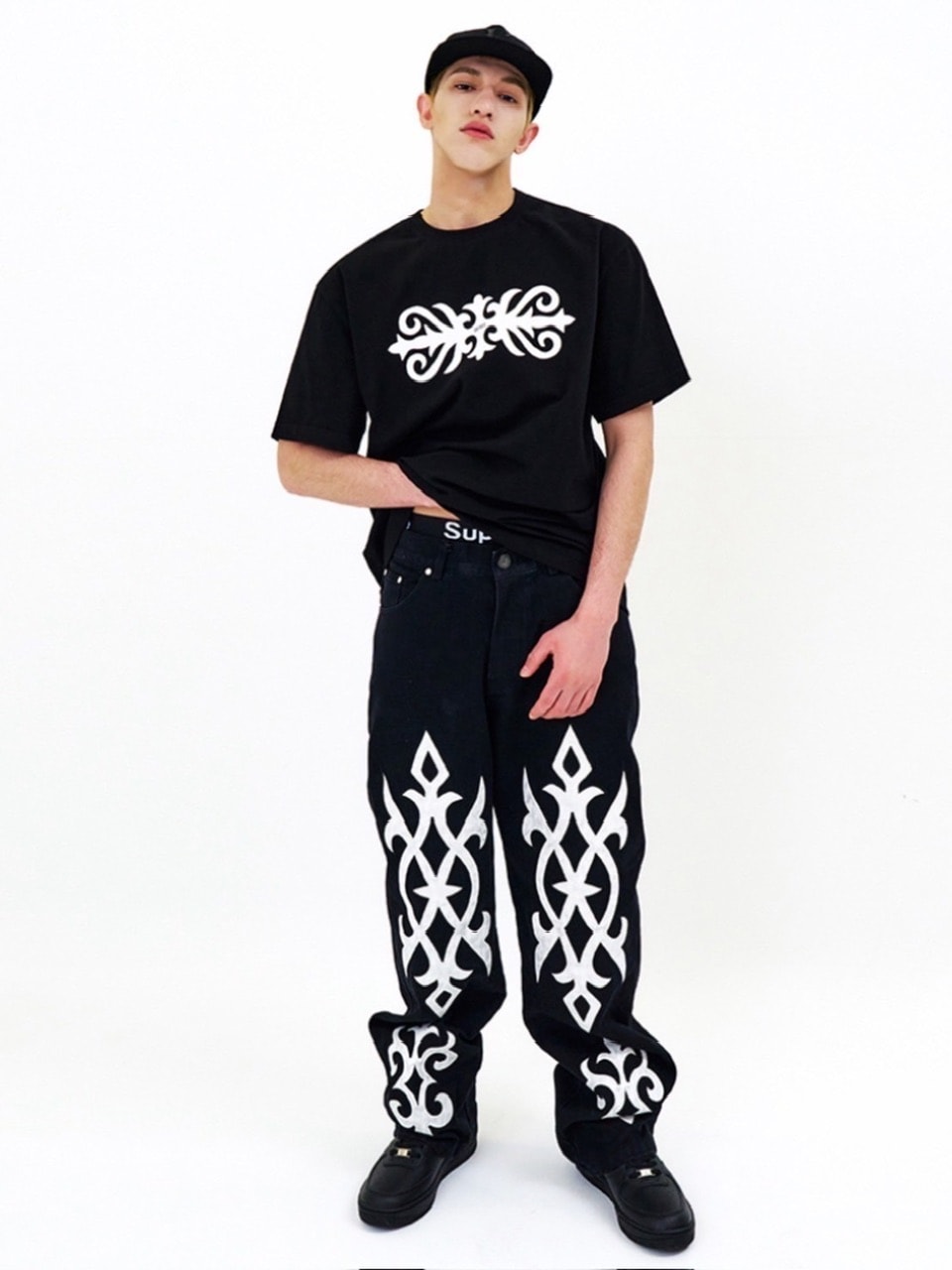 【E RIN AI E】BRIGHT TRIBAL PARTY DENIM PANTS