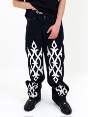 【E RIN AI E】BRIGHT TRIBAL PARTY DENIM PANTS
