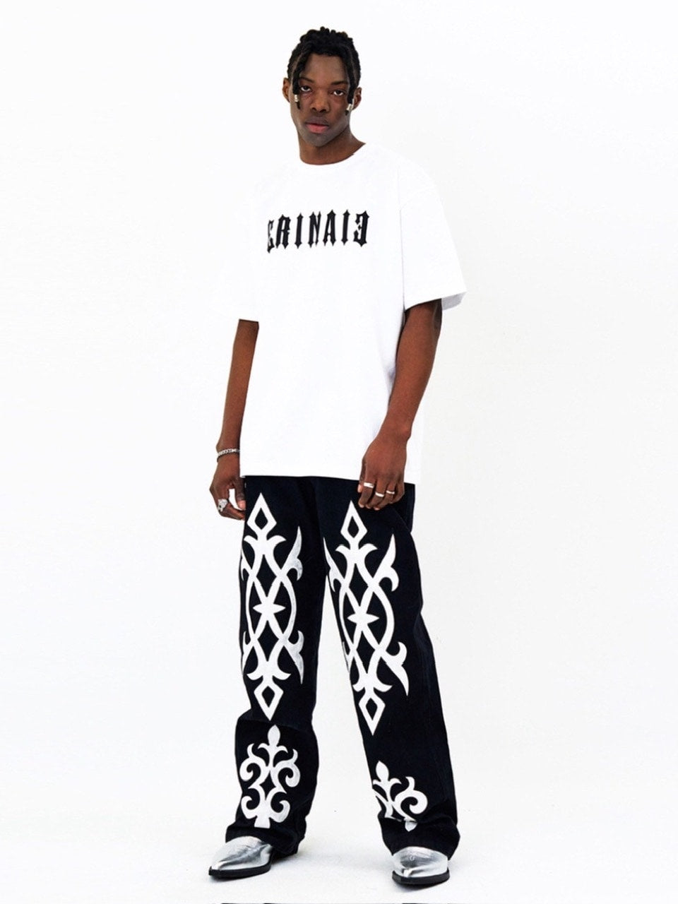 【E RIN AI E】METALLIC TRIBAL SHORT SLEEVE TEE