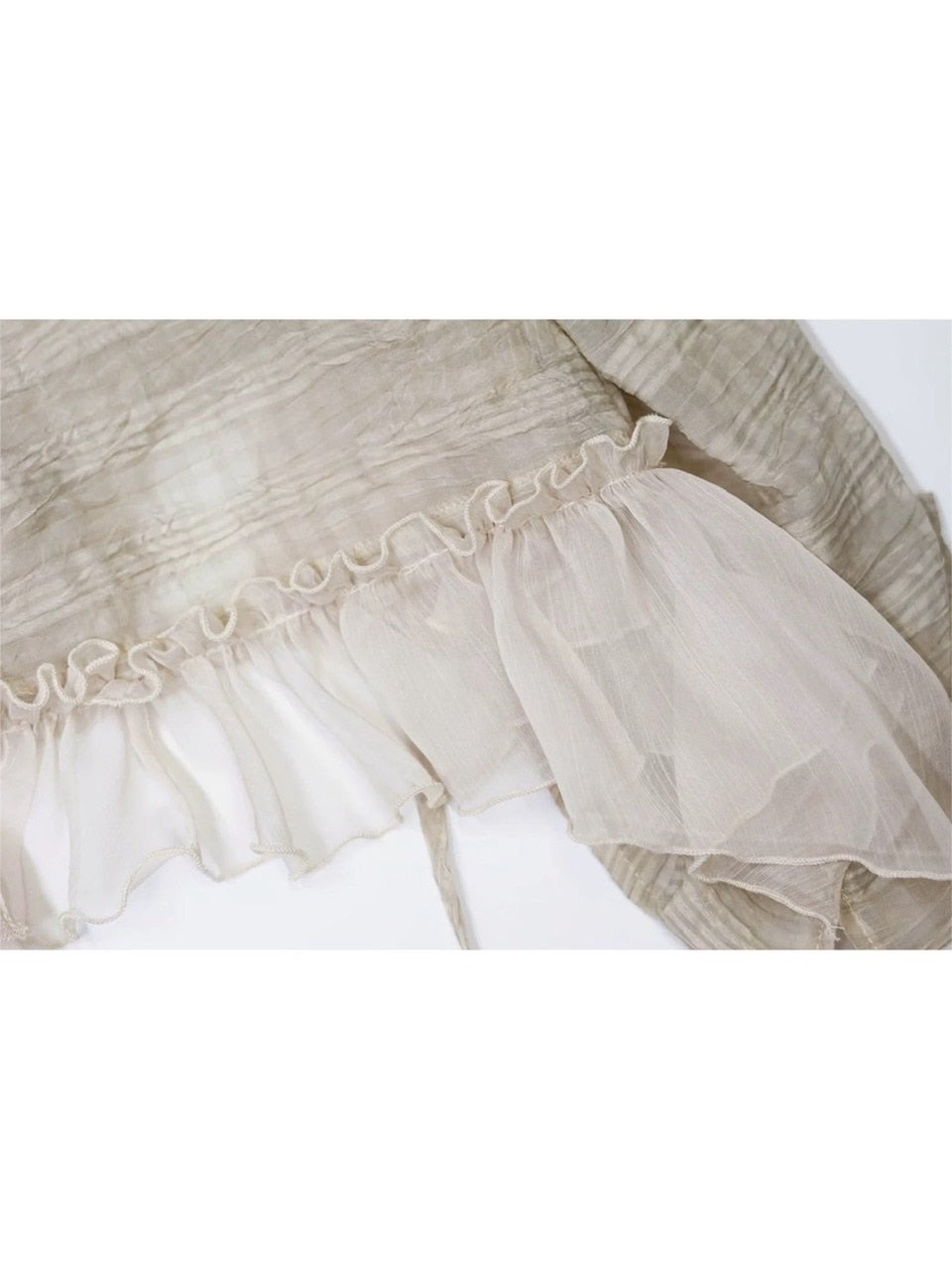 【Cest Nous】Plaid Chiffon Cardigan / 【セヌー】シフォンフリルシースルーカーディガン