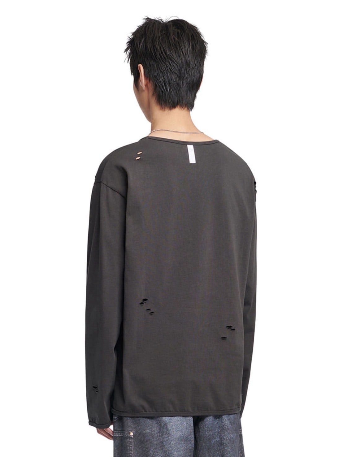 【NOMANUAL】DAMAGED LONG SLEEVE TEE