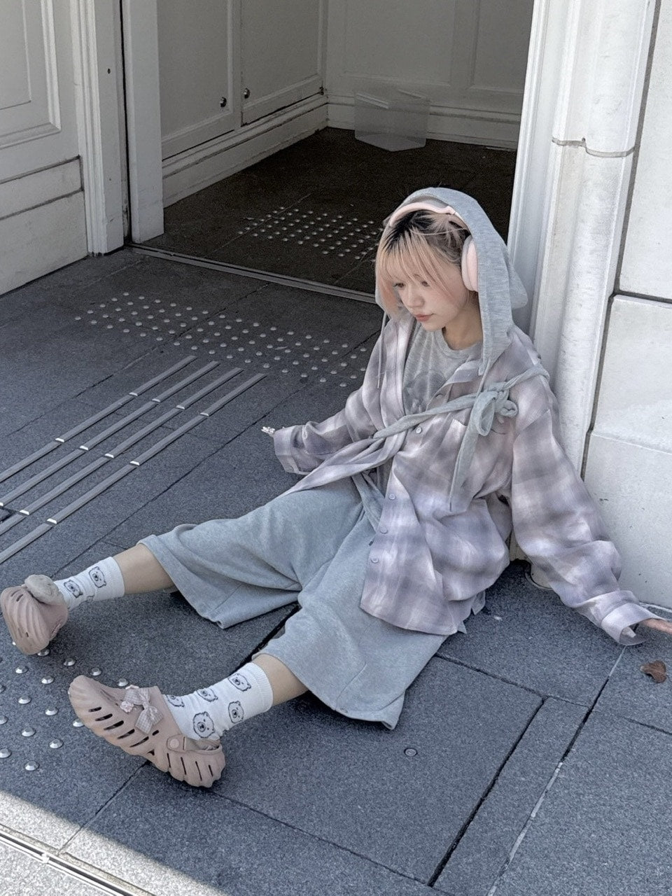 【nmtc +】sweat hooded check shirts / 【エヌエムティーシープラス】フード付きチェックシャツ (2color)