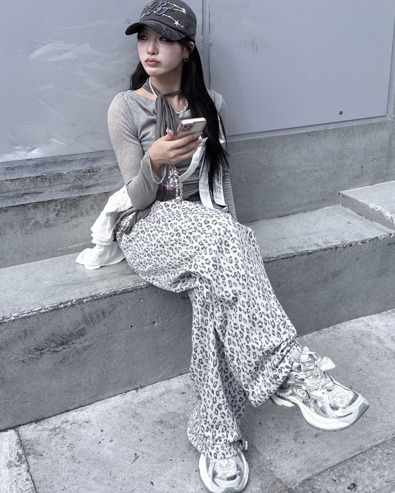 受注制【nmtc +】leopard print wide pants / 【エヌエムティーシープラス】レオパードワイドパンツ (2color)