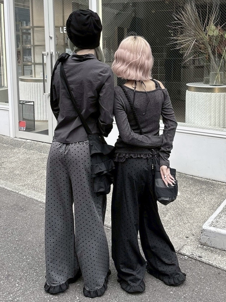 【nmtc +】dot frill pants / 【エヌエムティーシープラス】ドットフリルパンツ (2color)