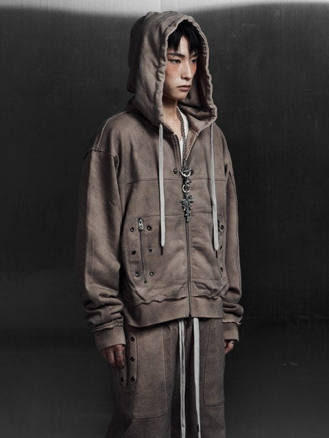 【Rosen Kreuz】EYELET EDGE Set-Up ZIP-UP HOODIE