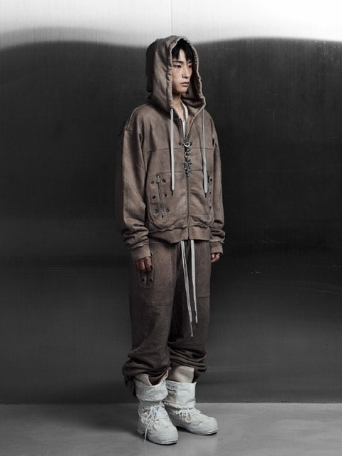 【Rosen Kreuz】EYELET EDGE Set-Up LAYERED SWEAT PANTS