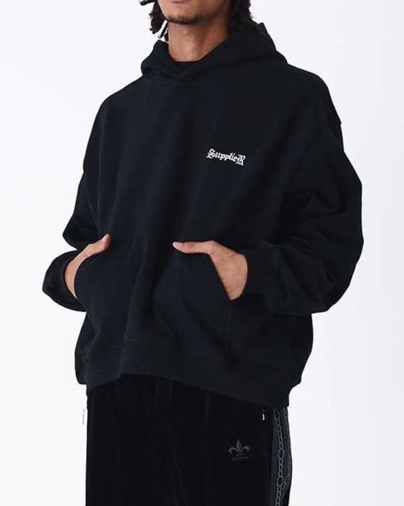【SUPPLIER】Boxy Fit Cross Logo Hoodie / 【サプライヤー】クロスロゴプルオーバーパーカー