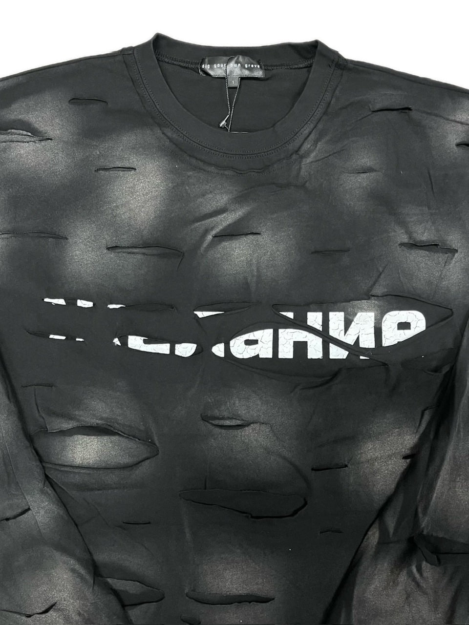 【DIG YOUR OWN GRAVE】WISH VOID L/S T-SHIRTS /【ディグユアオウングレイブ】ダメージレイヤードロゴ長袖Tシャツ