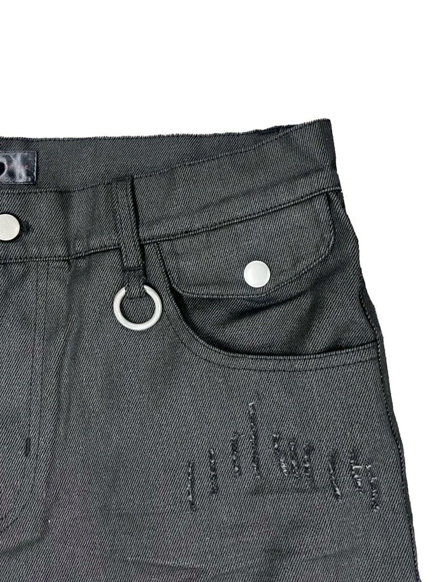 【DIG YOUR OWN GRAVE】COATING SLASH FLARE PANTS /【ディグユアオウングレイブ】コーティングダメージフレアパンツ