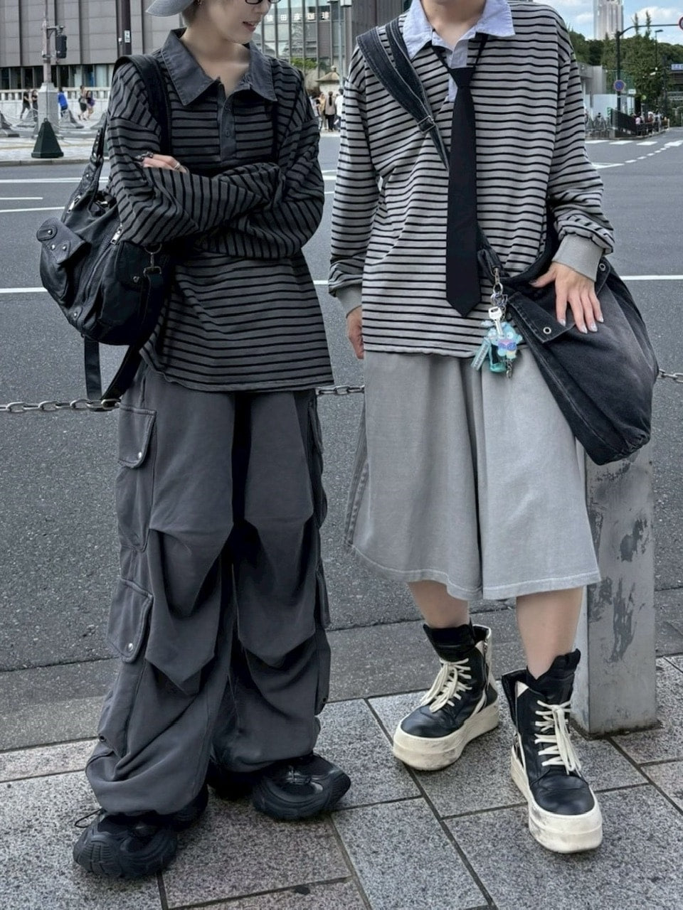 受注制【nmtc +】border long sleeve / 【エヌエムティーシープラス】襟付きボーダー長袖Tシャツ (2color)