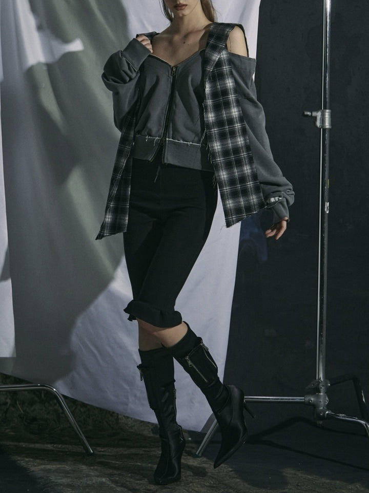 【GATELESS】CHECK HOOD MUFFLER / 【ゲートレス】チェックフードマフラー