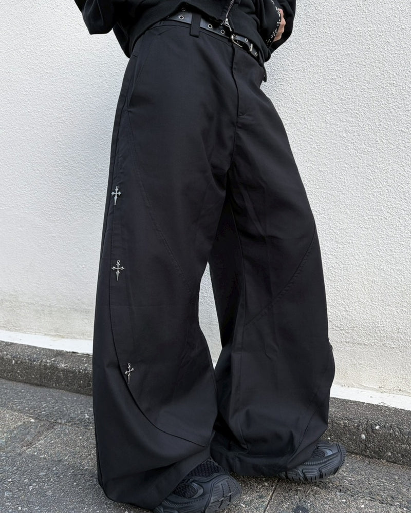 【LUV CODE】cross wide pants