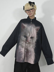 国際配送【Nerd out XU】ugly cat long sleeve shirt
