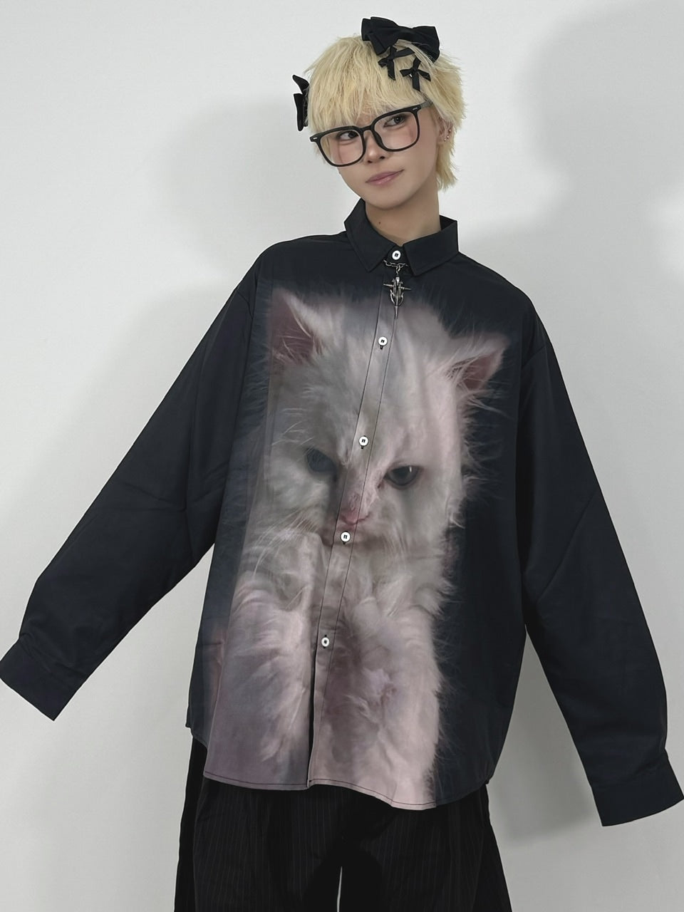 国際配送【Nerd out XU】ugly cat long sleeve shirt