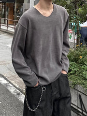 大阪店WEB限定受注制【Chikashitsu +】simple deck v neck knit / 【チカシツプラス】シンプルデッキブイネックニット (3color)