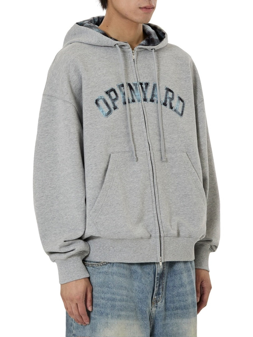 【OY】FLANNEL CHECK LOGO HOODIE ZIP UP