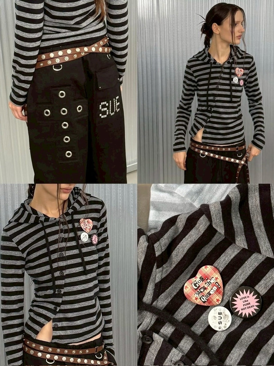 【SETUP‐EXE】BADGE STRIPE HOODED CARDIGAN / 【セットアップエグゼ】バッジストライプフードカーディガン