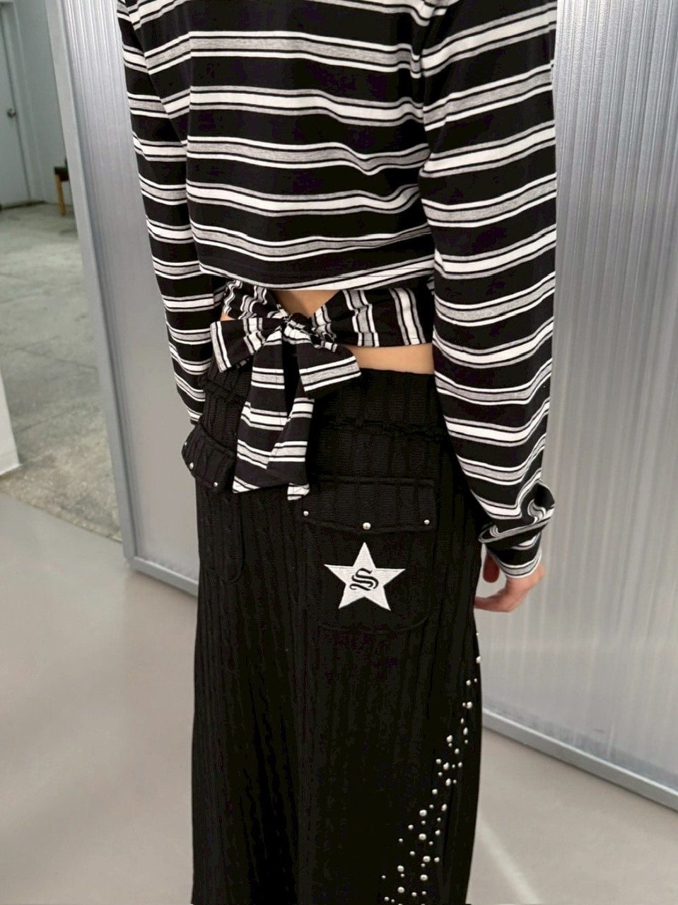 【SETUP‐EXE】STRIPE WAPPEN POLO TOP / 【セットアップエグゼ】ストライプワッペン長袖ポロシャツ