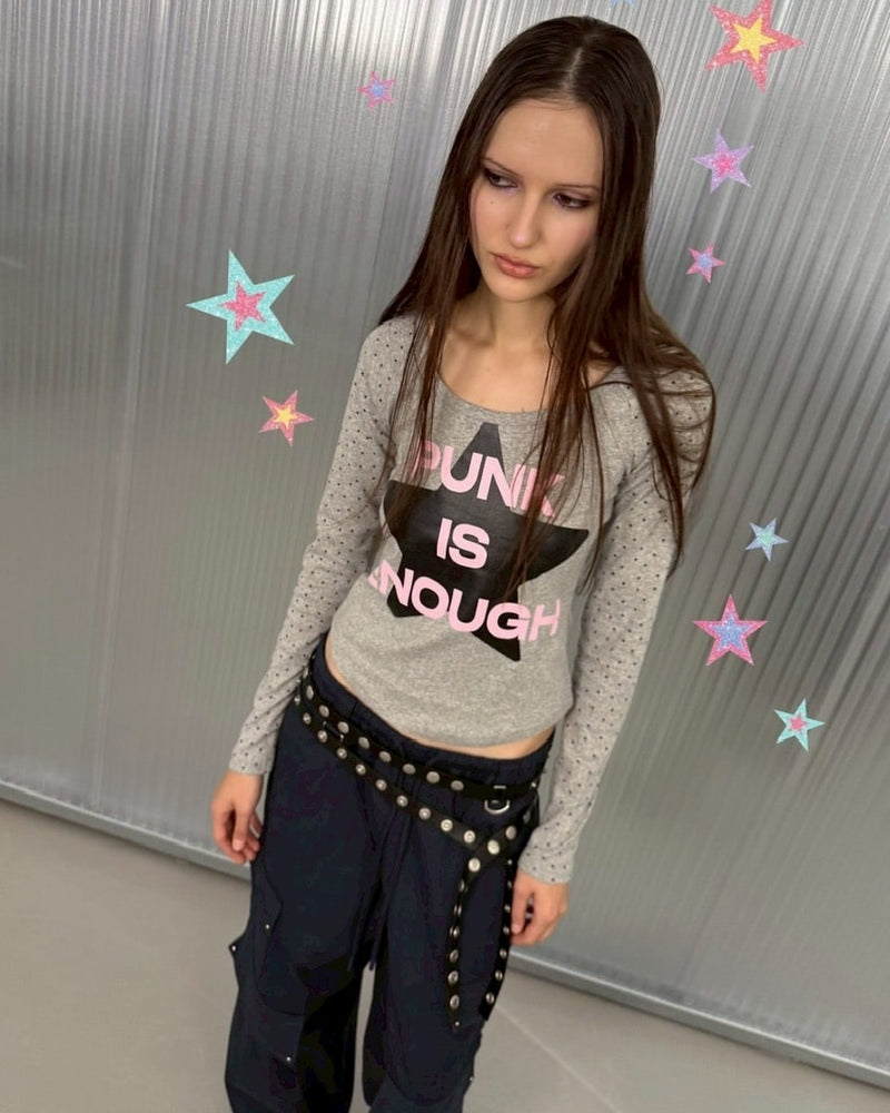 【SETUP‐EXE】STAR SLEEVE PUNK TOP / 【セットアップエグゼ】スタースリーブパンク長袖Ｔシャツ