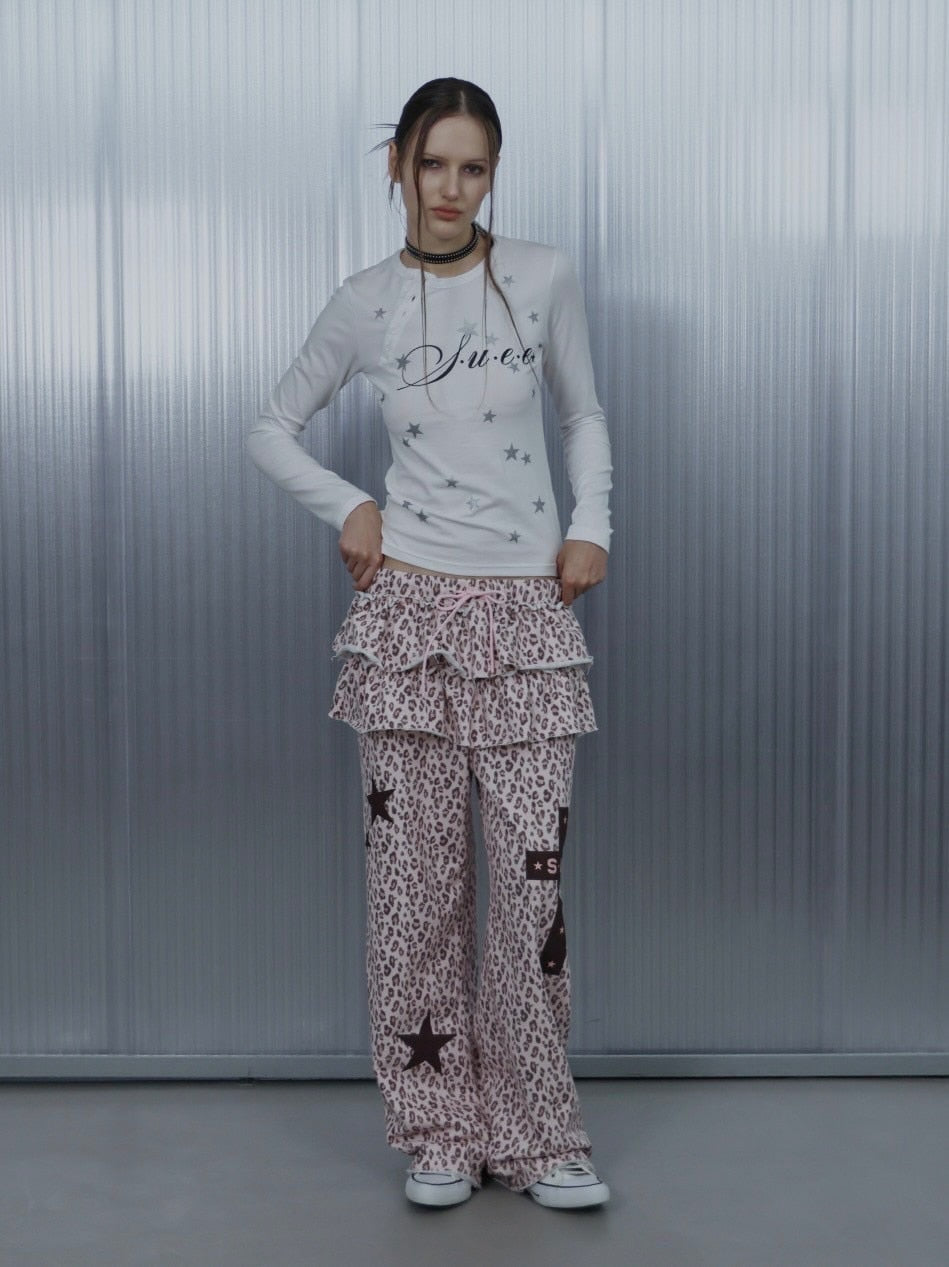 【SETUP‐EXE】STAR HENLEY NECK TOP / 【セットアップエグゼ】スターヘンリーネック長袖Ｔシャツ