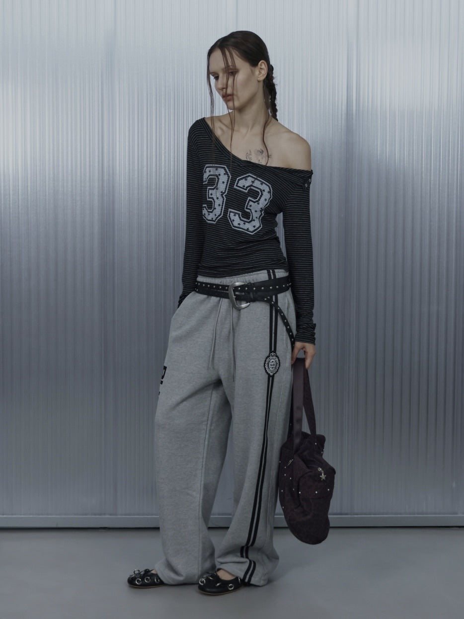 【SETUP‐EXE】33 STRIPE V-NECK TOP / 【セットアップエグゼ】33ストライプ長袖Ｖネック長袖Ｔシャツ