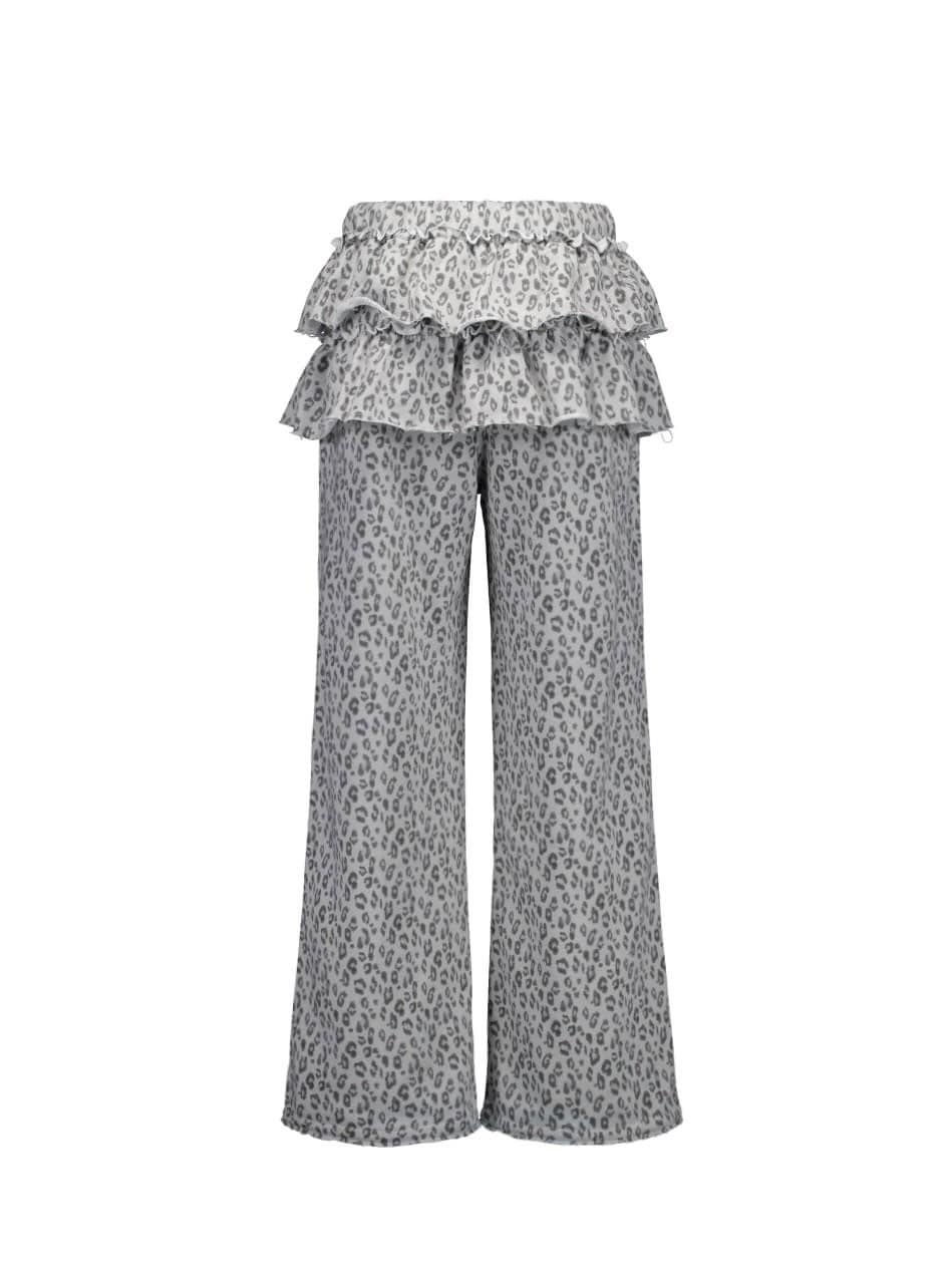 【SETUP‐EXE】FRILL LEOPARD PRINT PANTS / 【セットアップエグゼ】フリルレオパードプリントスウェットパンツ