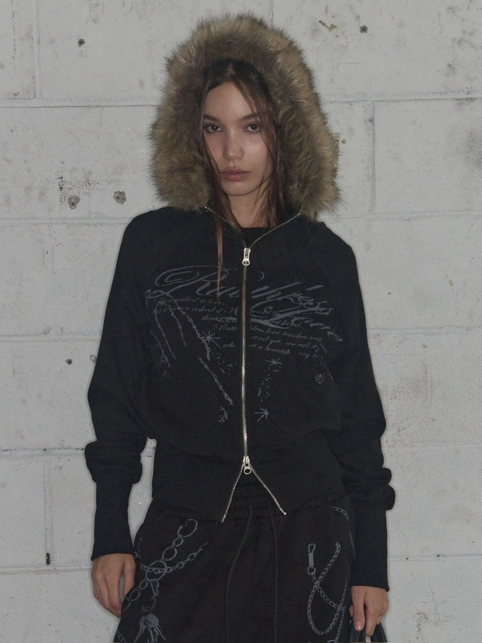 【FANCY CLUB】RUTHLESS FUR HOODED ZIP-UP / 【ファンシークラブ】ルースレスファージップアップパーカー