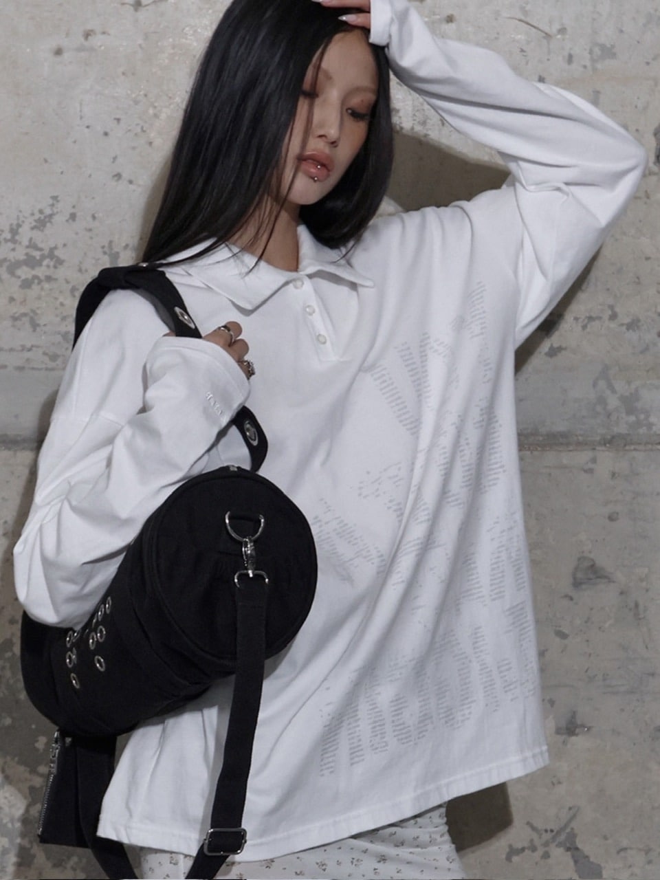 【FANCY CLUB】BACK CROSS OVER FIT COLLAR TEE / 【ファンシークラブ】バッククロスオーバーフィットカラー長袖Ｔシャツ