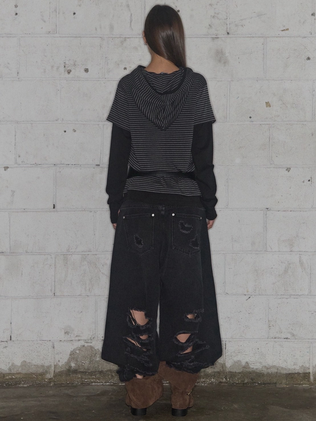 【FANCY CLUB】STRIPE LAYERED HOODIE / 【ファンシークラブ】ストライプレイヤードフーディー