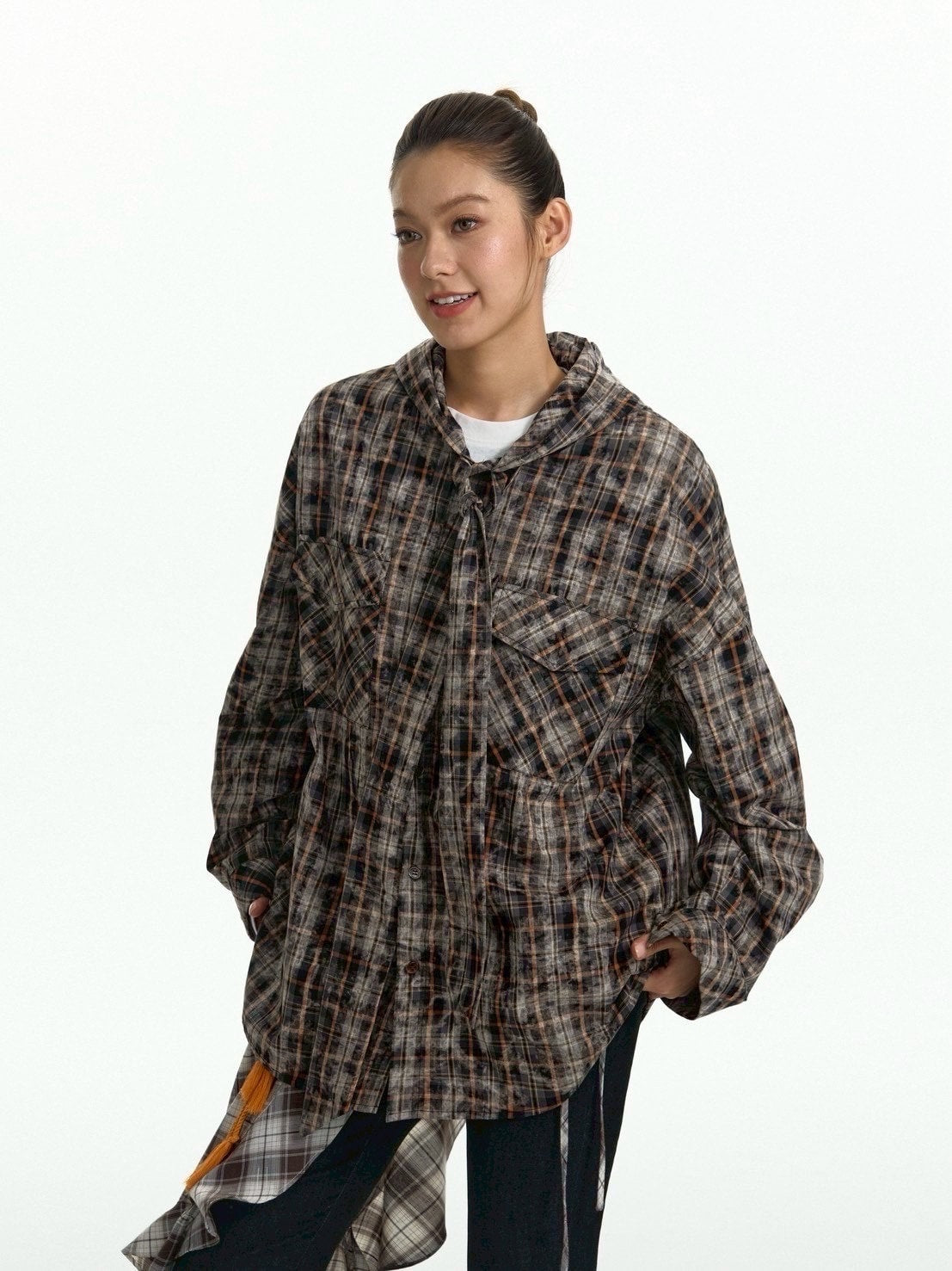 【TGNS】Hooded Tie Shirt / 【ツーガンズ】タイセットフートチェックシャツ