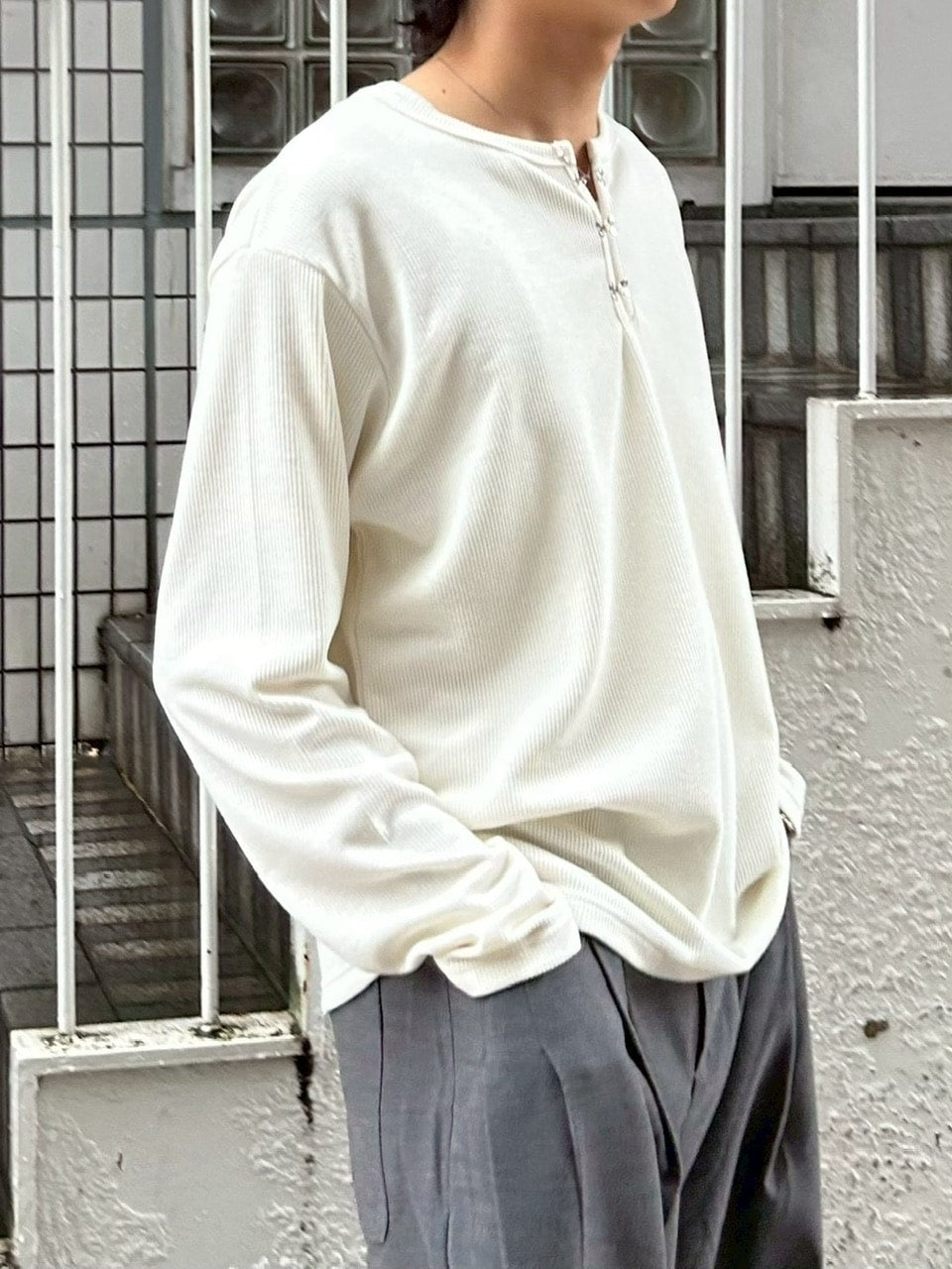 受注制【Chikashitsu +】front hook long sleeve knit / 【チカシツプラス】フロントフック長袖ニット (4color)