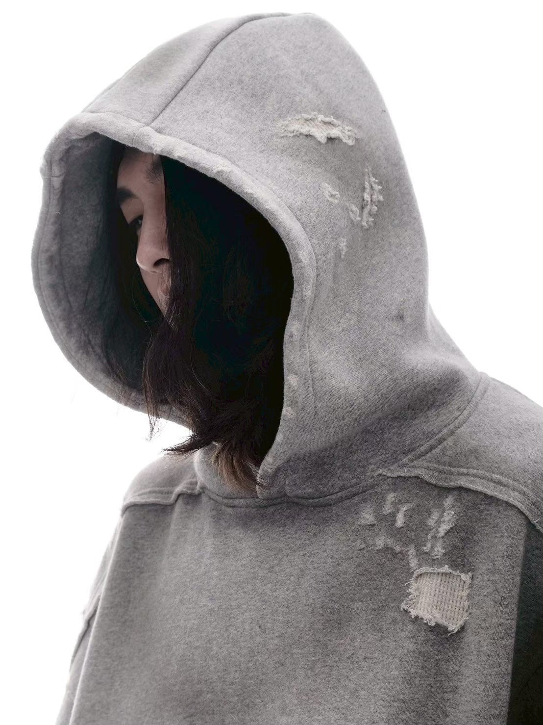 【d5ove】Boxy Distressed Sweatshirt / 【ダヴ】ポケットダメージウォッシュスプルオーバーパーカー