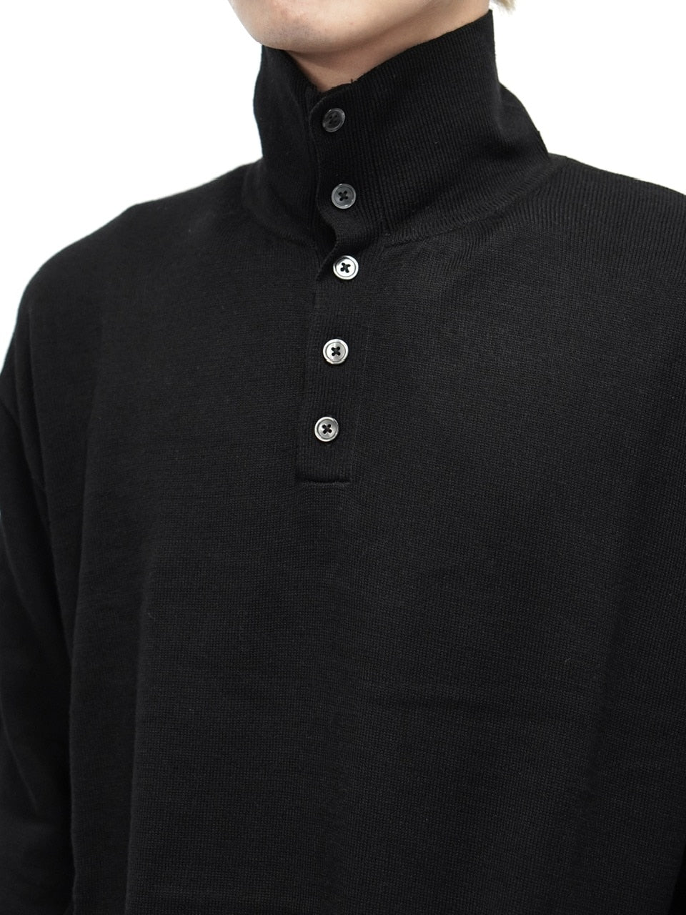 【CS】wool touch knit polo (black) / 【シーエス】ウールタッチニットポロ