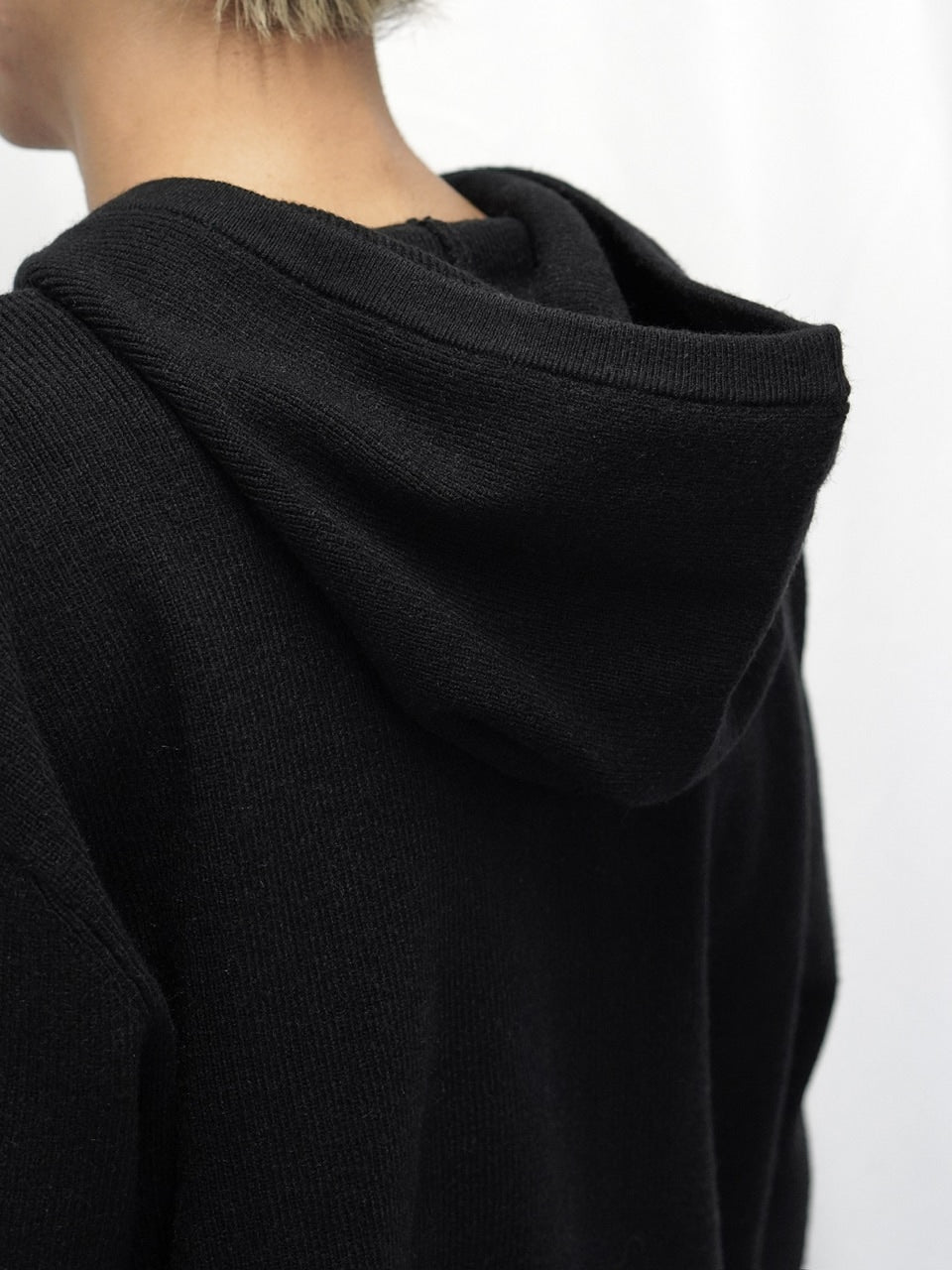 【CS】layered knit zip hoodie (black) / 【シーエス】レイヤードニットジップフーディー