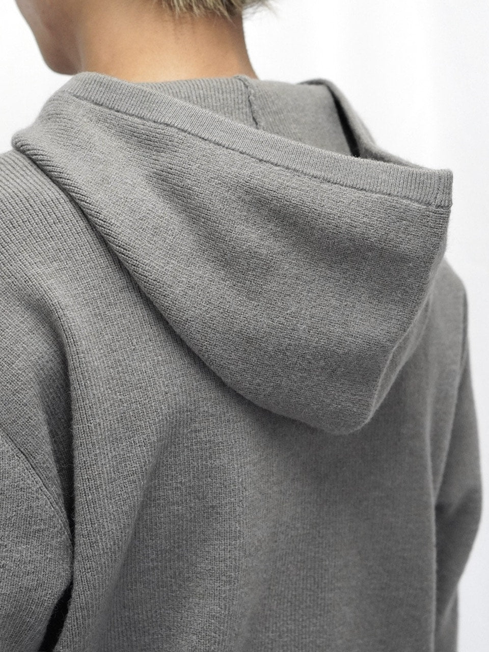 【CS】layered knit zip hoodie (gray) / 【シーエス】レイヤードニットジップフーディー