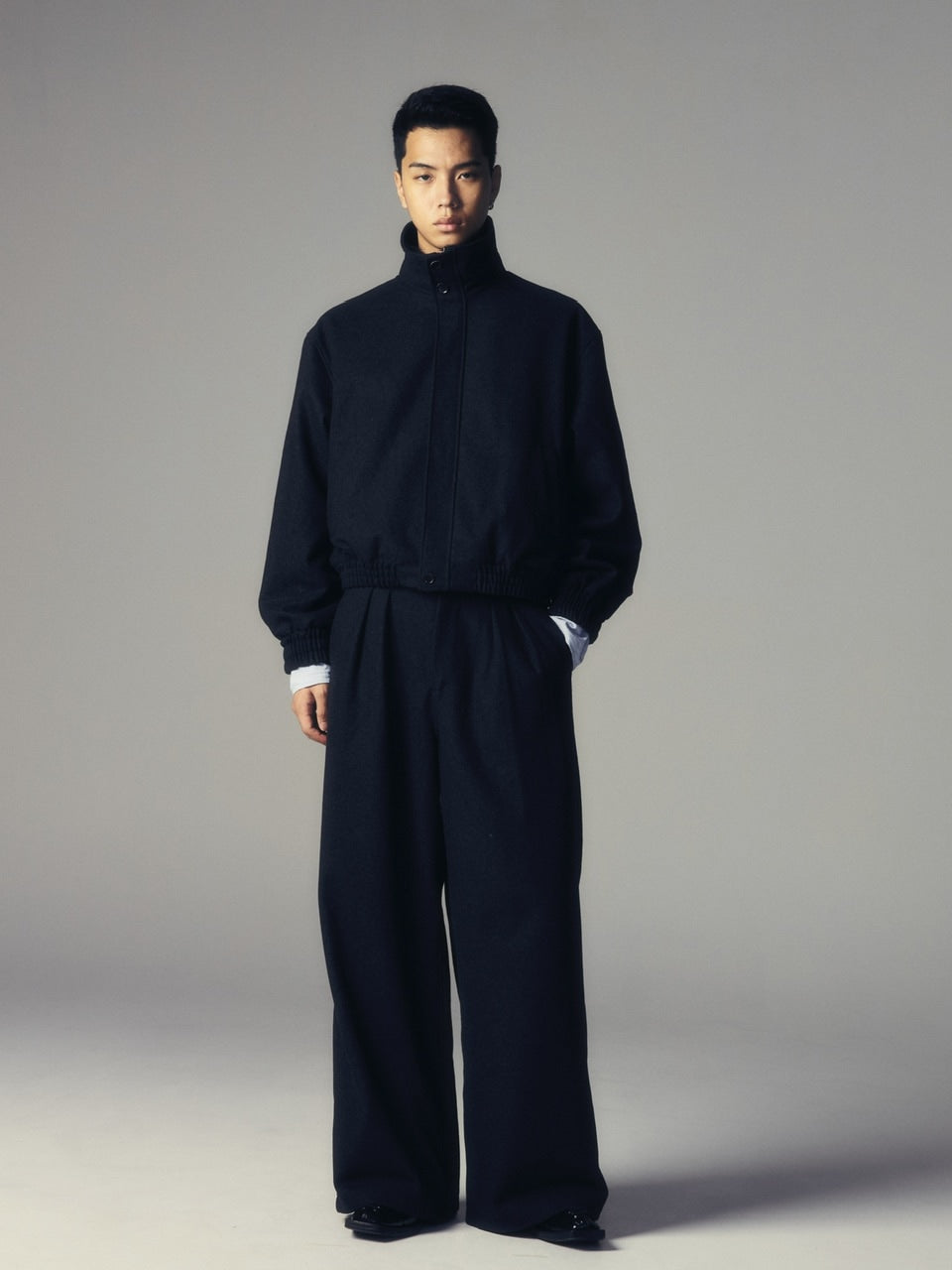 【CS】two tuck wool wide trousers