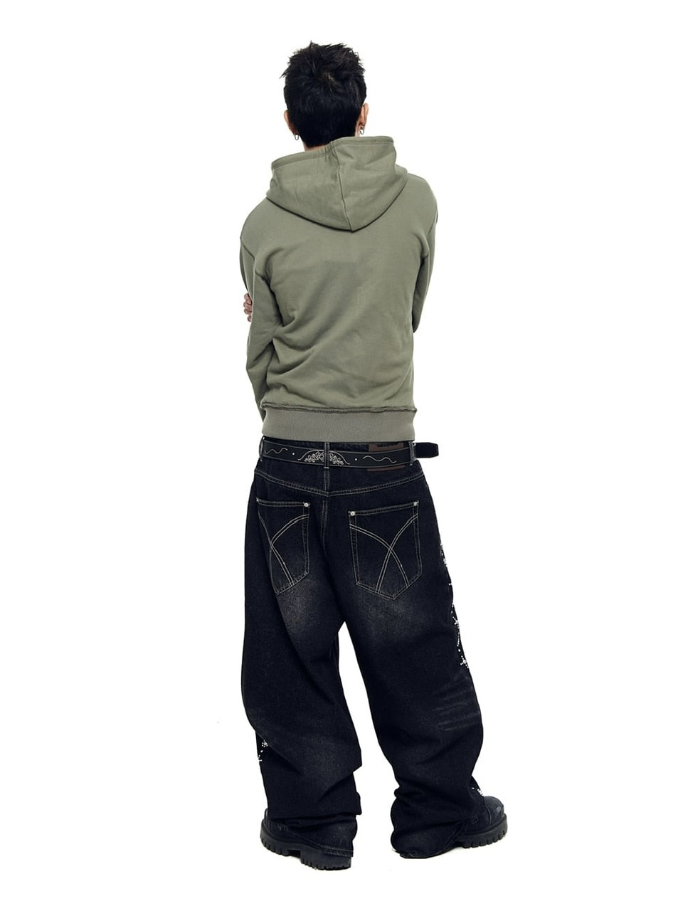 【AAKAM】Needlework Studded Belt