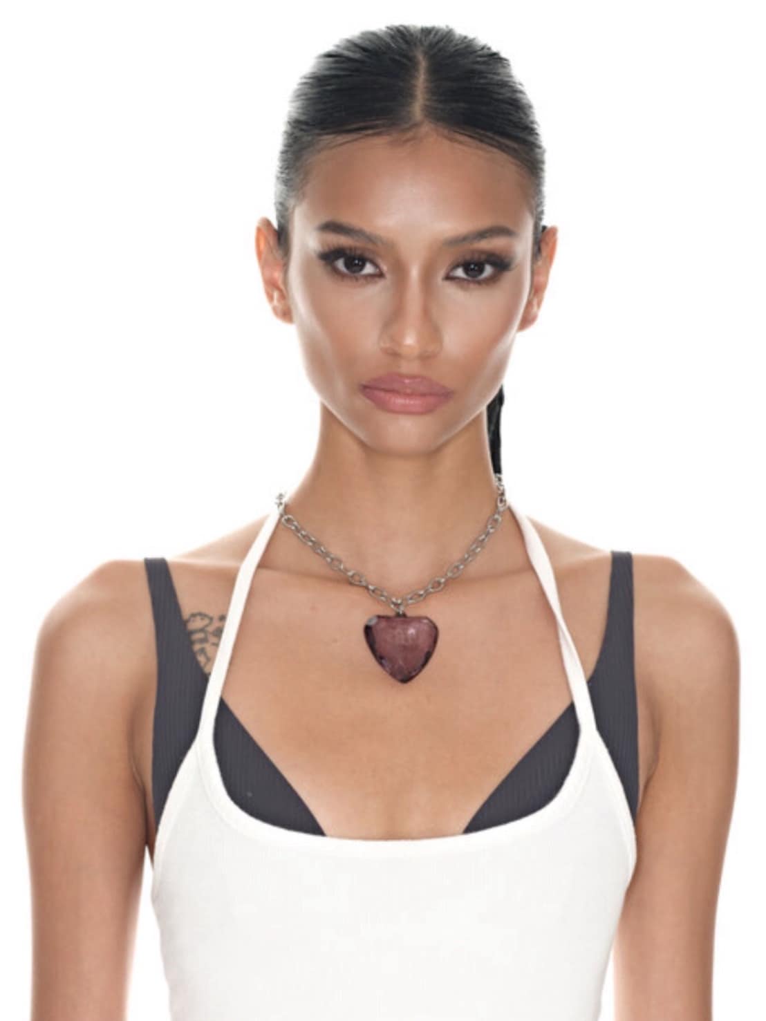 【BLACK PURPLE】Acrylic Heart Necklace / 【ブラックパープル】アクリリックハートネックレス