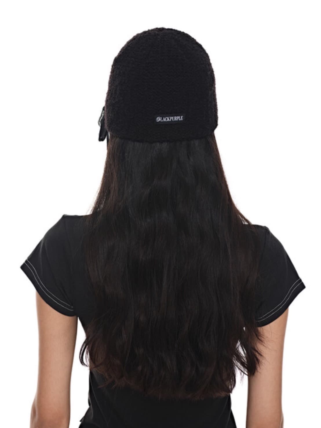 【BLACK PURPLE】Curly Custom Eyelet Beanie / 【ブラックパープル】カーリーカスタムアイレットニット帽