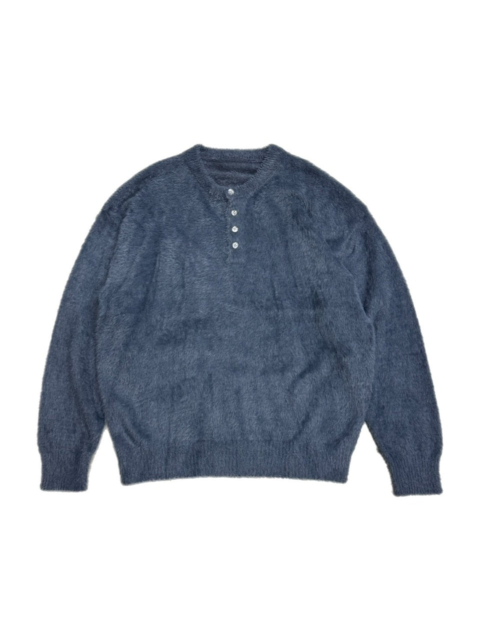 受注制【Chikashitsu +】henry neck hairy knit / 【チカシツプラス】ヘンリーネックヘアリー長袖ニット (5color)