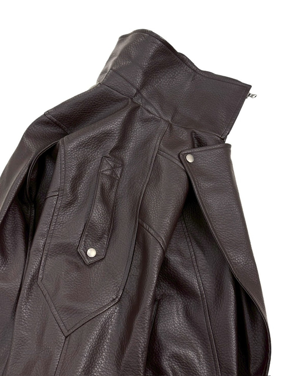 受注制【Chikashitsu +】high neck non-leather bomber jacket / 【チカシツプラス】ハイネックノンレザーボンバージャケット (2color)