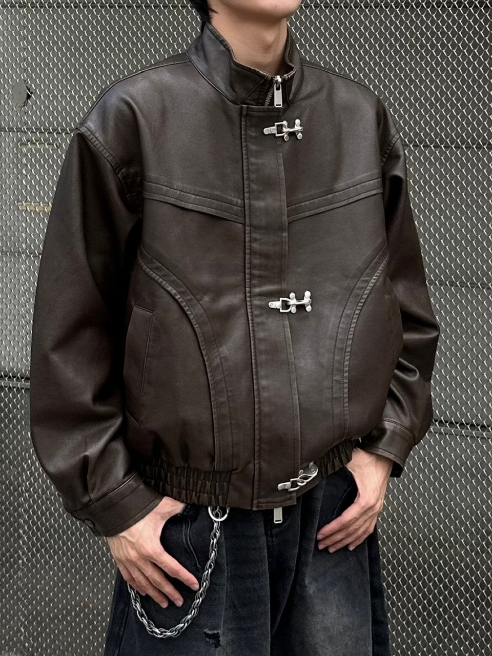 大阪店WEB限定受注制【Chikashitsu +】overfit fireman leather jacket / 【チカシツプラス】オーバーフィットファイアマンレザージャケット (2color)