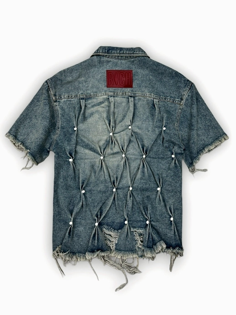 1/2 20:00再販【RICH】Knight Wide Waxed Shirt / 【リッチ】クロスバック半袖デニムシャツ