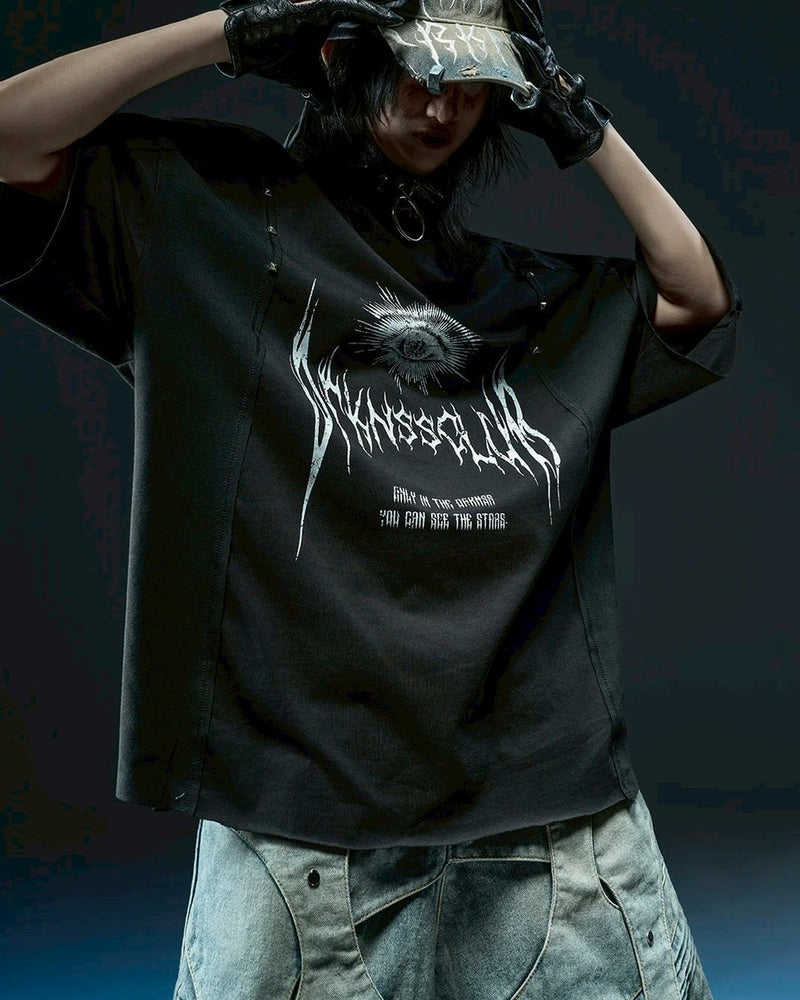 【RICH】DRKNSS Printed Over T-shirt / 【リッチ】ロゴグラフィックオーバーサイズ半袖Tシャツ